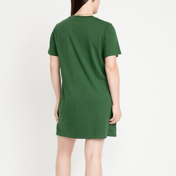 OLD NAVY Crew-Neck Mini T-Shirt Dress Short Sleeve Cotton Green Womens Sz L NWT - Picture 2 of 7
